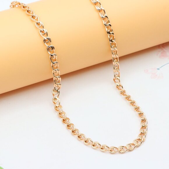 Bold Rose Gold Curb Chain Necklace Polished Statement Piece, XPNL0285 - Picture 1 of 12